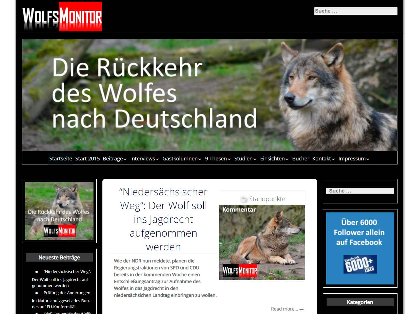 Wolfsmonitor – Die Rückkehr des Wolfes nach Deutschland